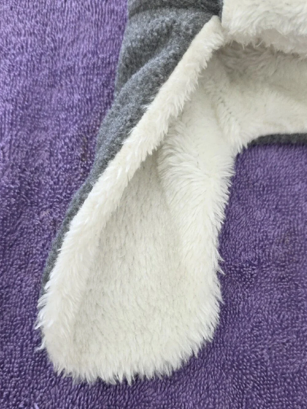 NWT Hudson Baby Cozy Kids Gray Fleece Trapper Hat with Cream Faux Fur Lining